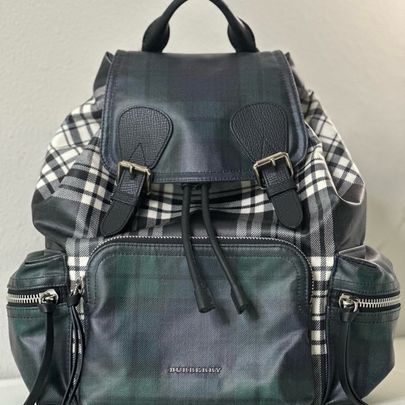 Burberry Green Plaid Rucksack Backpack - Picture 1 of 12